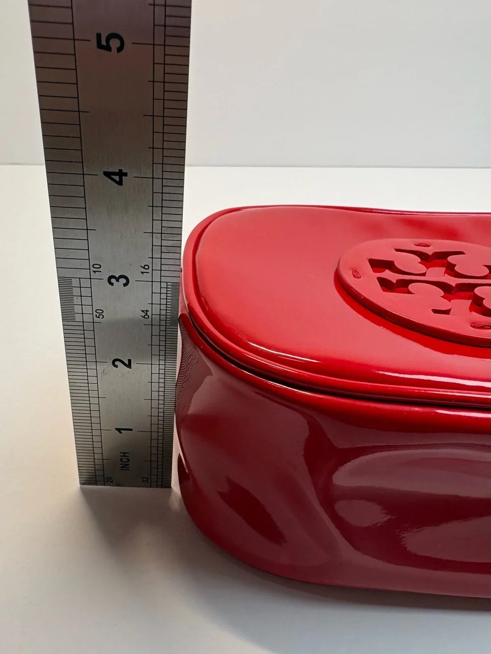 Tory Burch Red Patent Logo Pouch Cosmetic Case